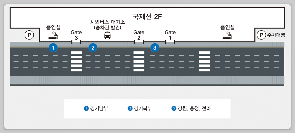 김포공항 국제선 2층 1번홈 승차장
