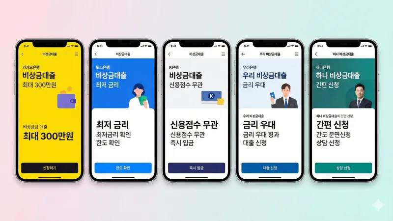 카카오뱅크 비상금대출, 토스뱅크 비상금대출, 1금융권 대출 종류