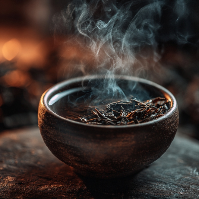 보이차 연기나는 컵