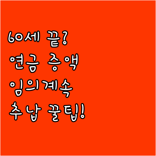 만 60세 이후에도 연금액 늘리는 임..