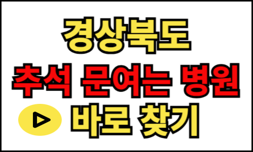 경상북도 추석 문 여는 병원 약국, 설날 병원, 명절 약국, 24시간 병원