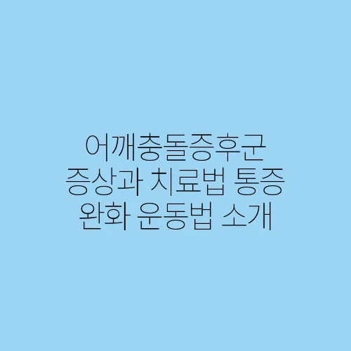 어깨충돌증후군 증상과 치료법 통증 완화 운동법 소개