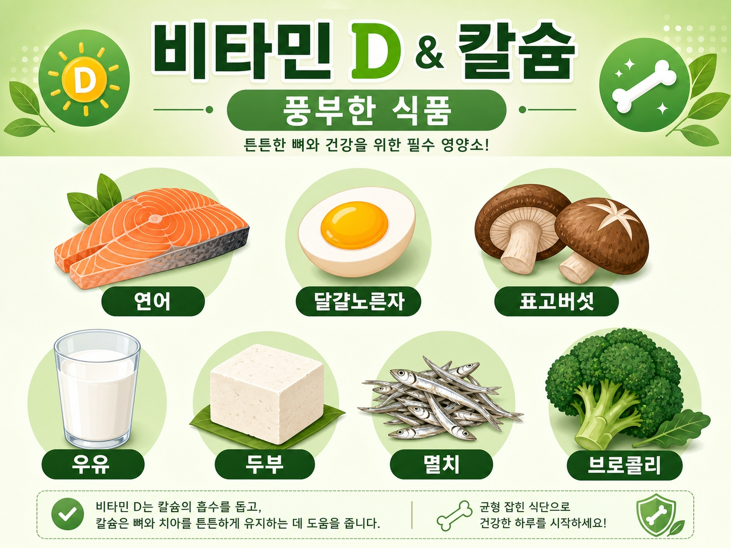 부신저하증 비타민D 칼슘 뼈 건강 식품