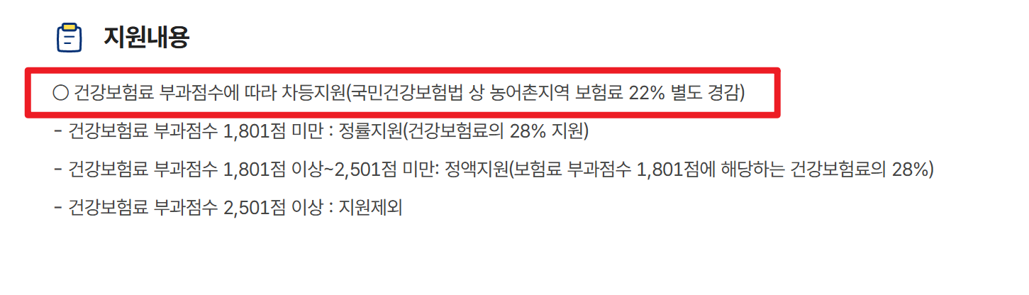 농업인 건강보험료 지원내용