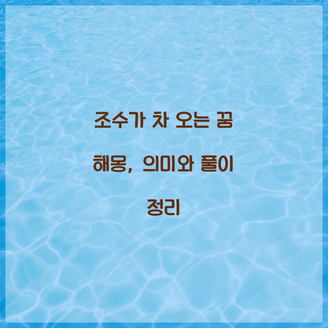 조수가 차 오는 꿈 풀이 해몽 해석
