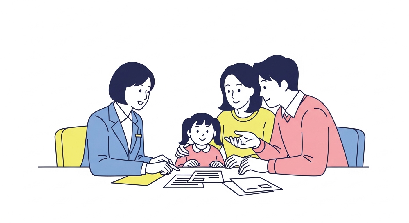 담당자와 부모가 자녀장려금 관련 질문을 상담 장면 1