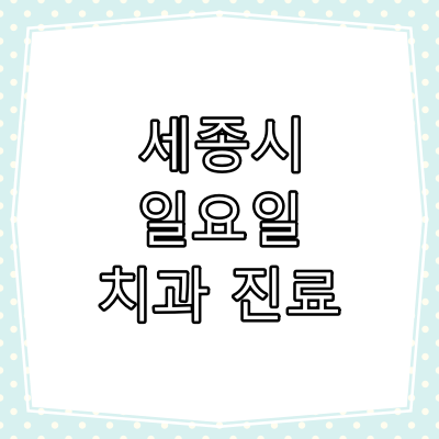 세종시 일요일 진료 치과