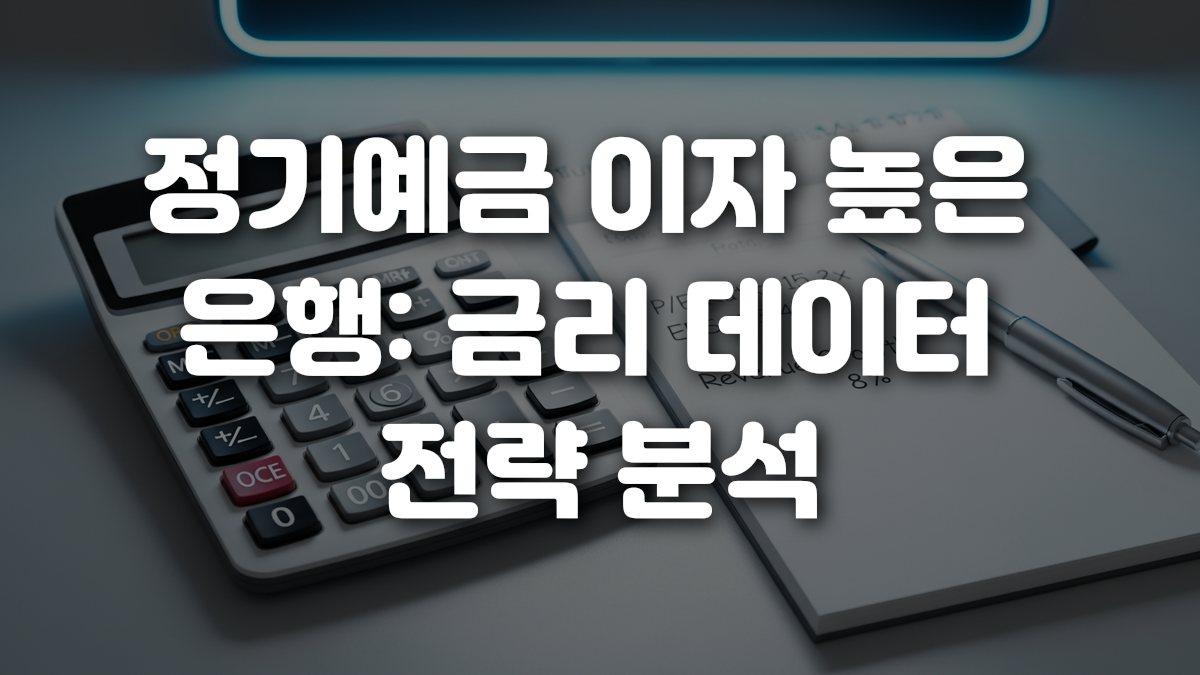 정기예금 이자 높은 은행 금리 데이터 전략 분석