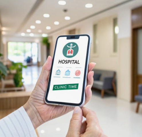 모바일로 병원 예약하는 모습