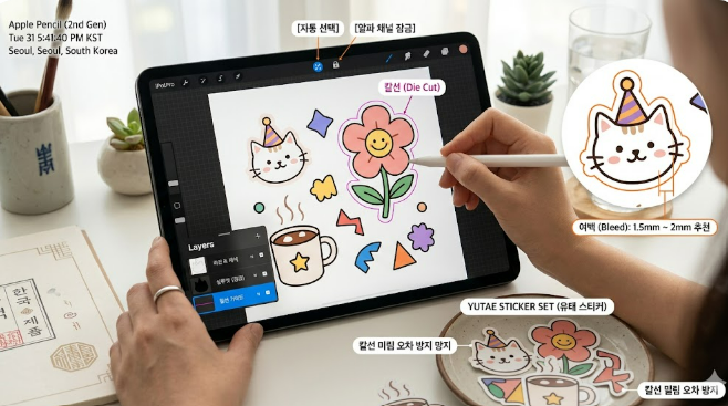 프로크리에이트로 스티커 만드는 과정 이미지