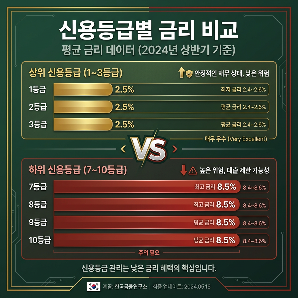 신용등급별 받을 수 있는 금리 완전비교