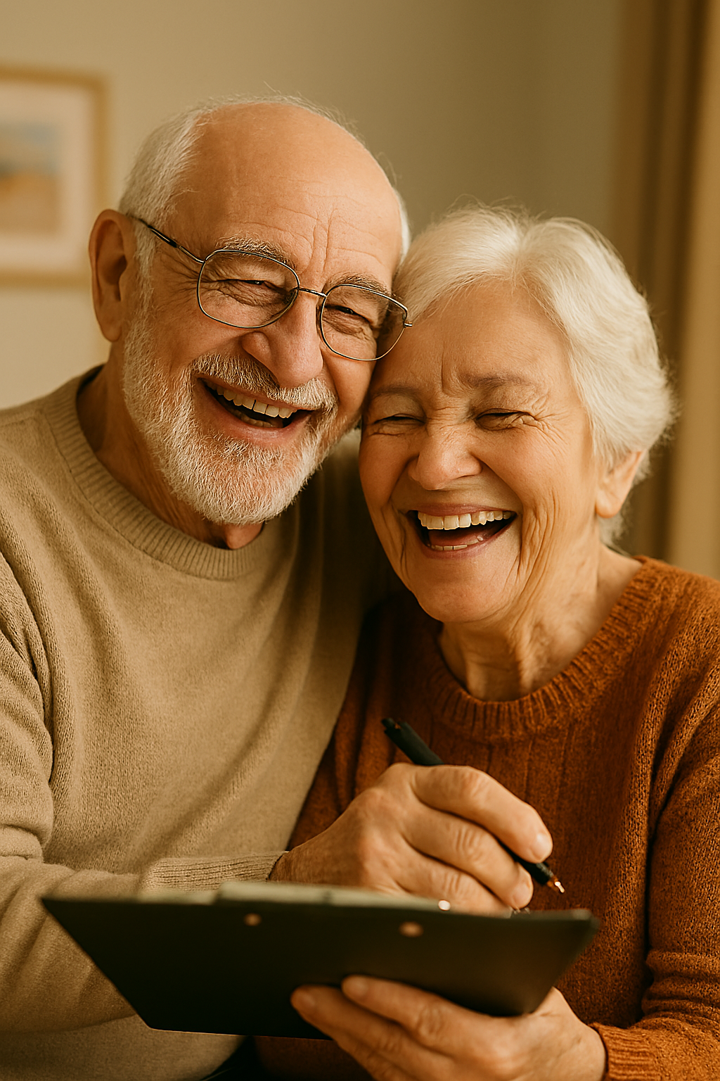 노인 일자리로 인해 행복한 노부부의 모습