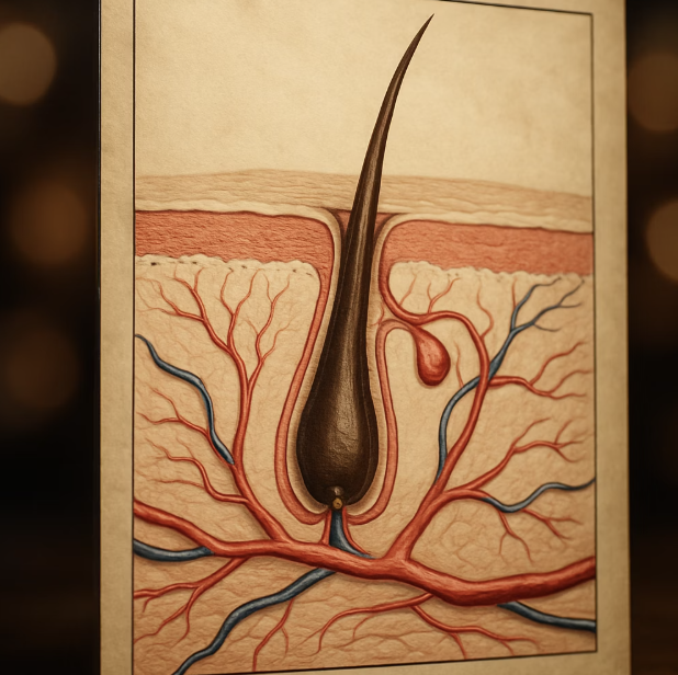 모발의 뿌리, 모낭을 위한 영양 공급