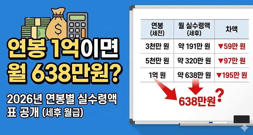 연봉별 실수령액표 사진