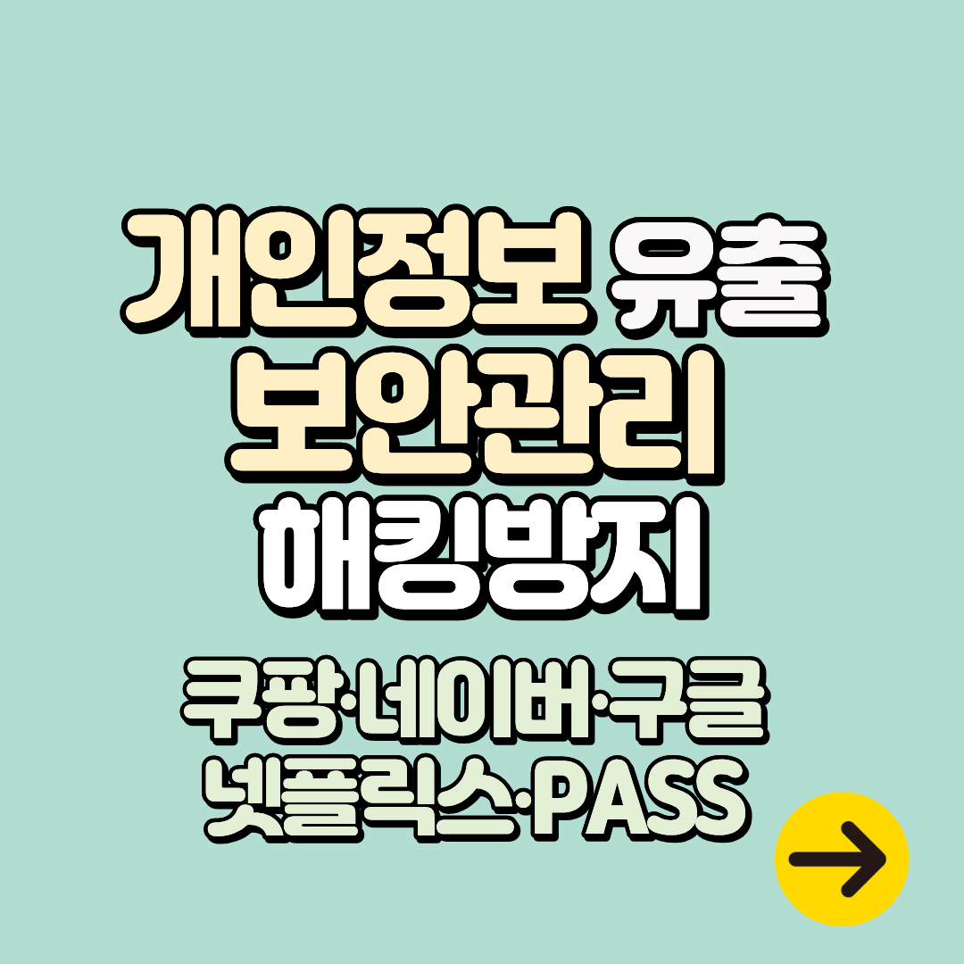 개인정보유출 보안관리 해킹방지방법ㅣ쿠팡 구글 네이버 넷플릭스 PASS