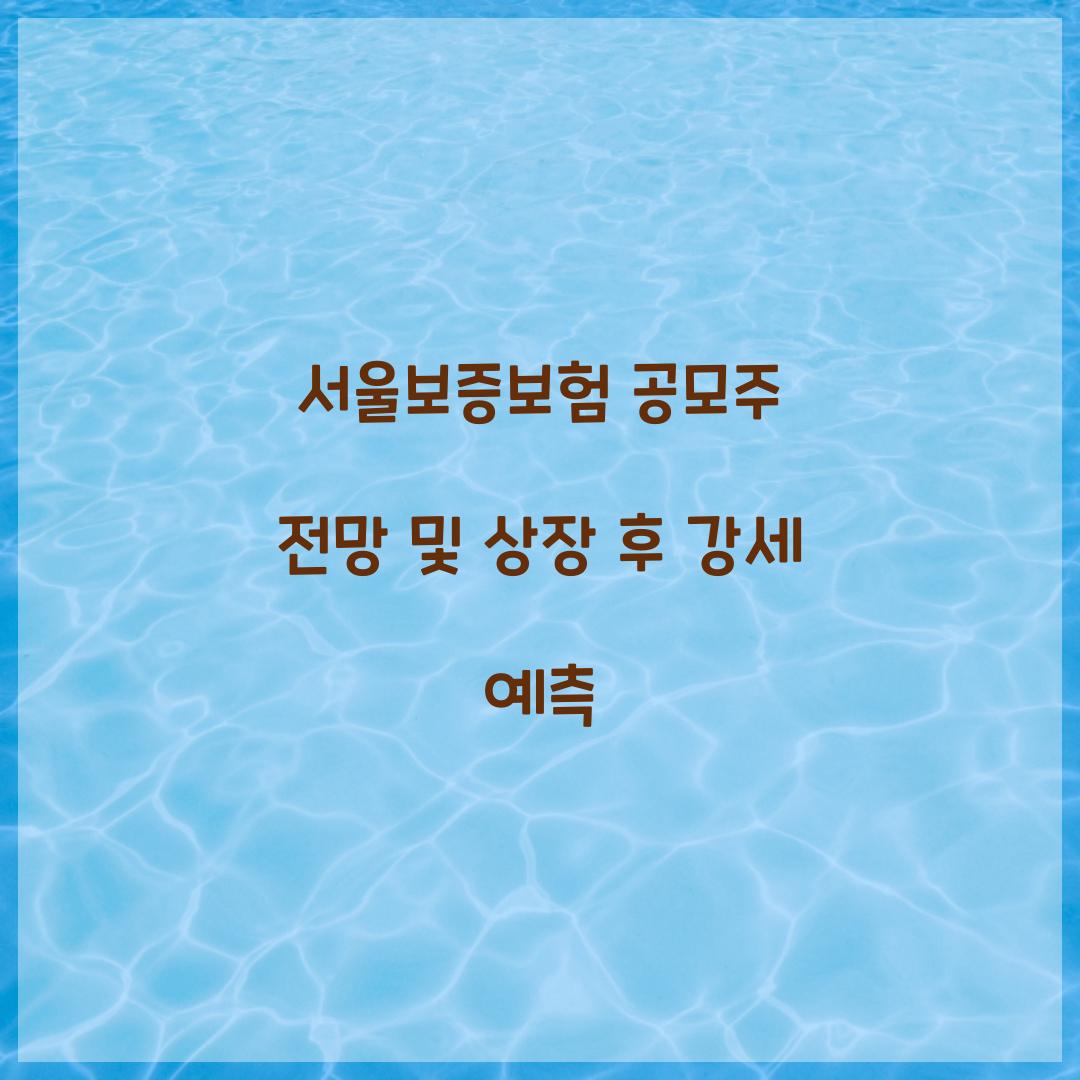 서울보증보험 공모주 전망