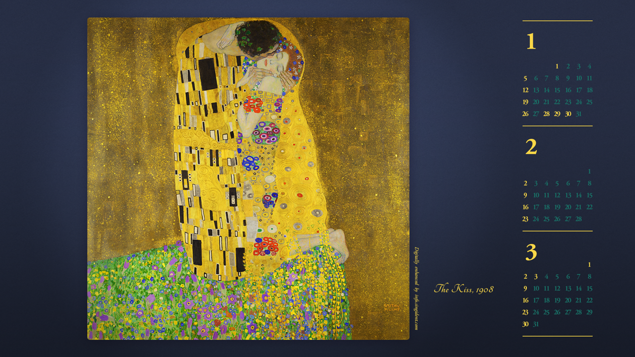 12 클림트 키스 문양 B - 2025년2월 노트북배경화면