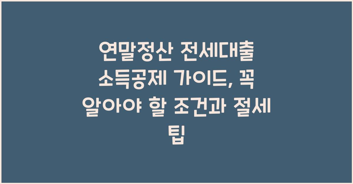 연말정산 전세대출 소득공제 가이드