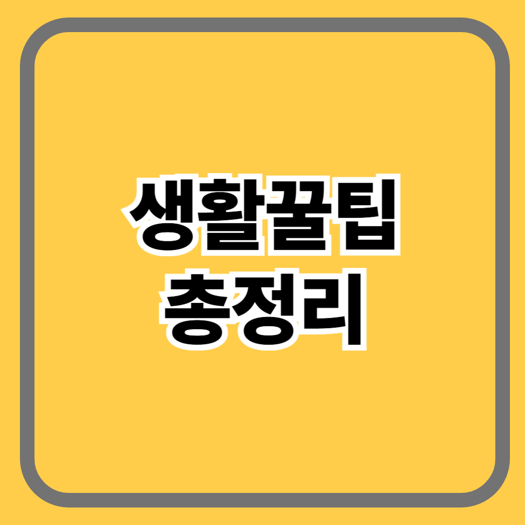 생활꿀팁 총정리