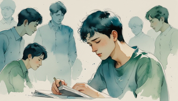 INFP는 연고주의 사회 속에서 억지 친밀함에 쉽게 지치고, 자기만의 감정 울타리 안으로 물러섭니다에 관한 그림