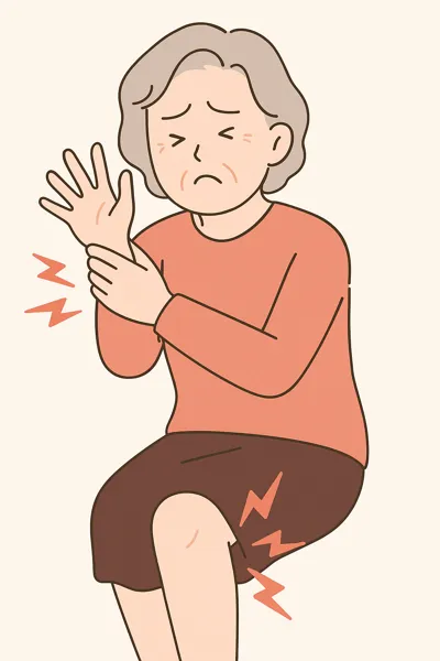 손목과 무릎 통증 표현 그림