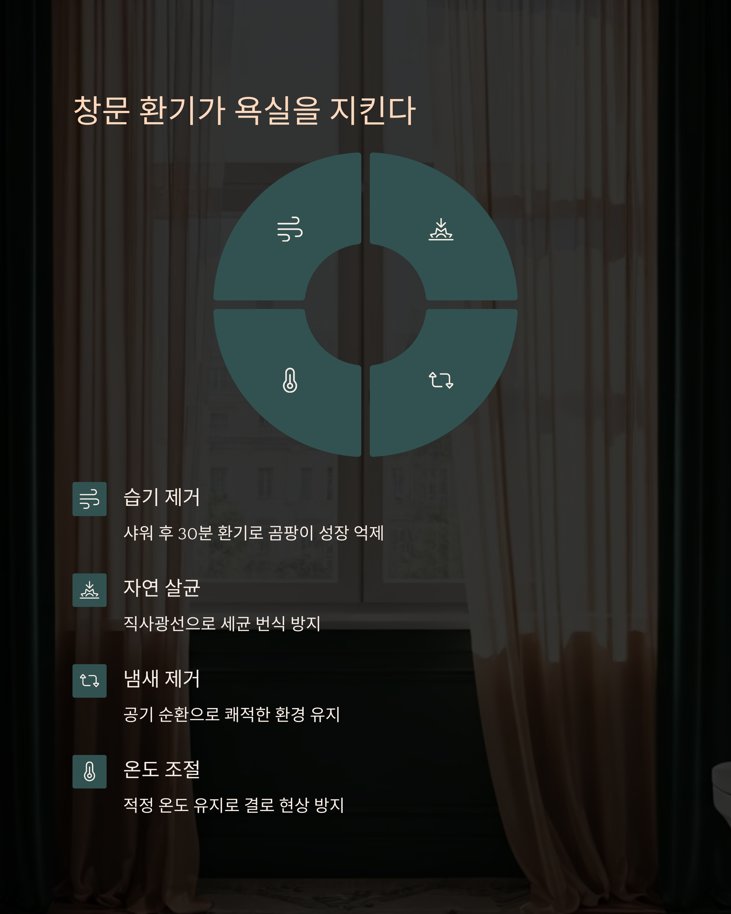 욕실 곰팡이 창문 환기가 욕실을 지킨다