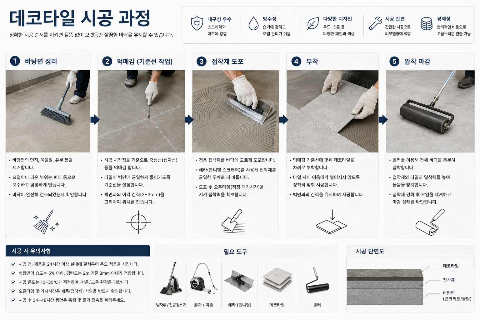 데코타일 시공 과정
