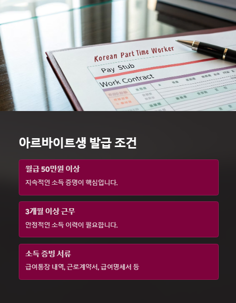 아르바이트생 발급 조건