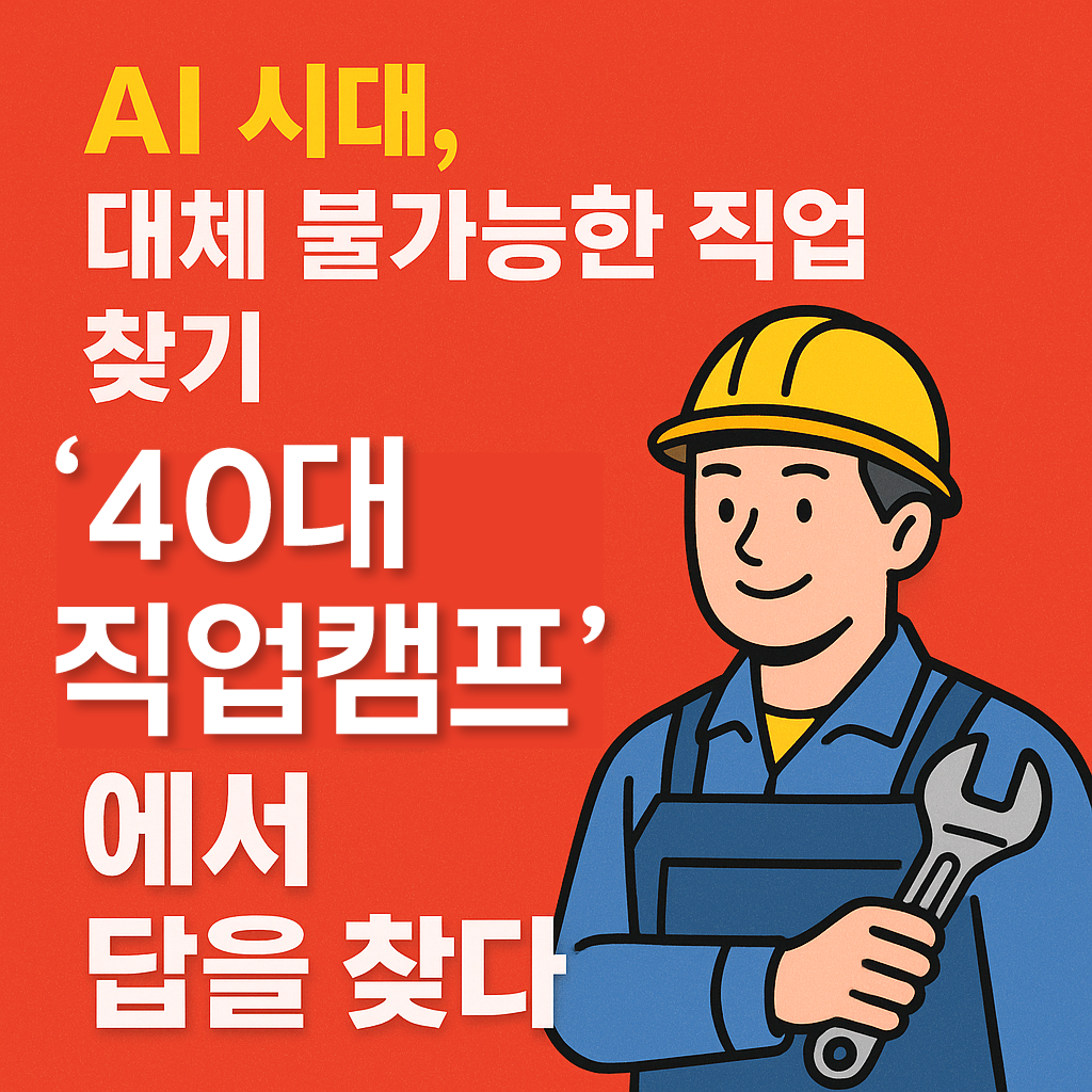 구직자에게 40대 직업캠프를 홍보하는 인포그래픽 이미지