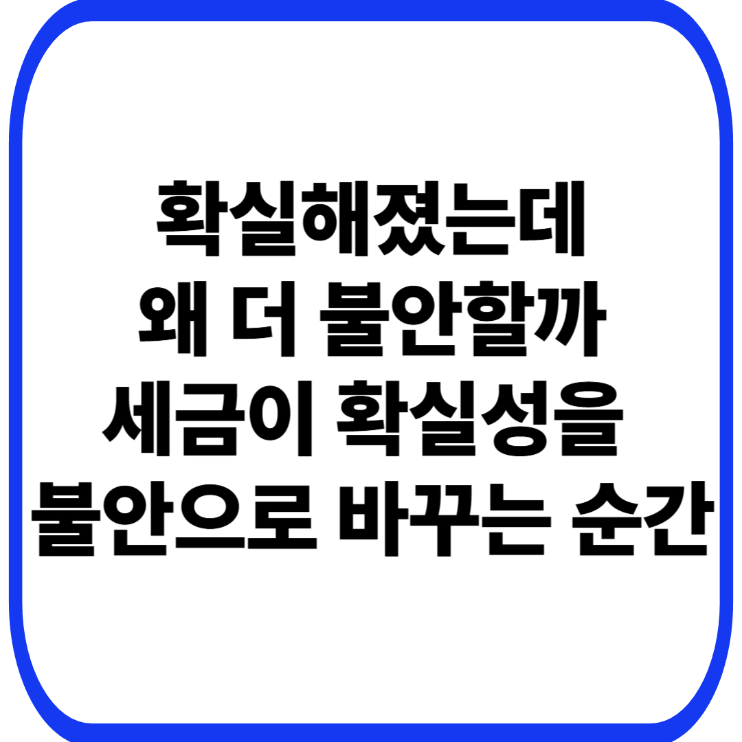 세금과 확실성의 착각: 확실해질수록 왜 더 불안해지는가