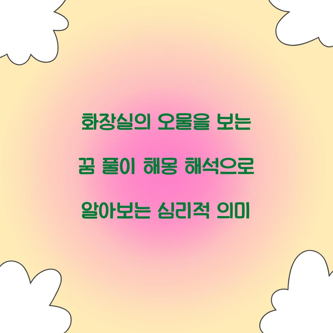 화장실의 오물을 보는 꿈 풀이 해몽 해석