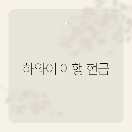 하와이 여행 현금, ATM 한번에 얼마나 뽑을까?