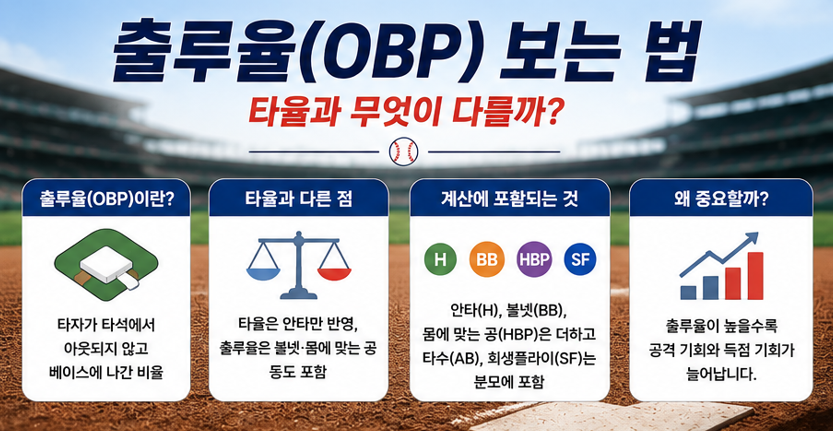 야구 출루율 보는 법｜타율과 무엇이 다를까? OBP 계산법까지 총정리