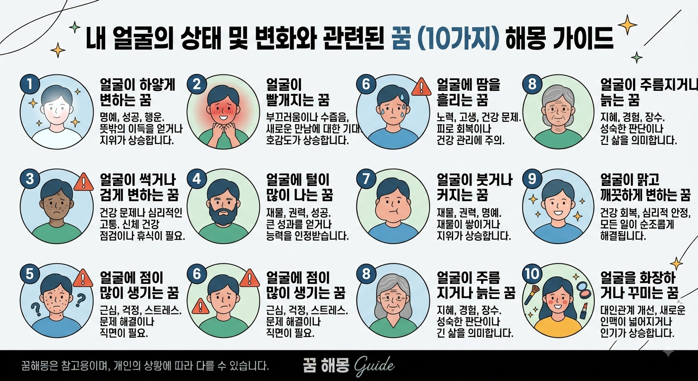 내 얼굴의 상태 및 변화와 관련된 꿈 10가지