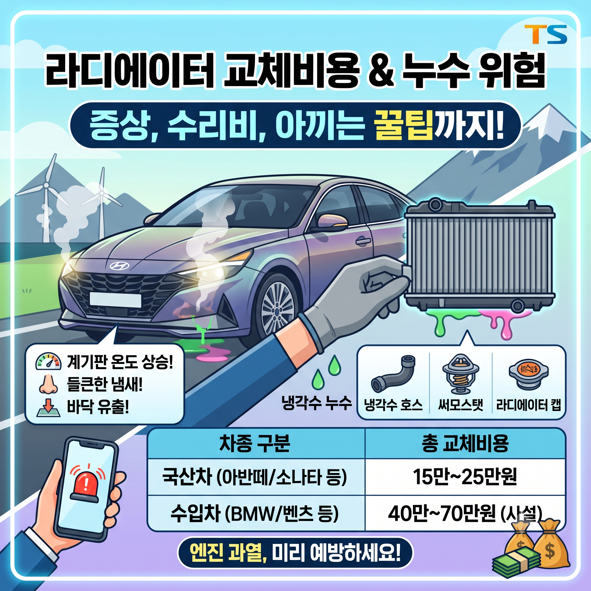 자동차 라디에이터 교체비용 및 누수 증상 방치 시 위험성 총정리
