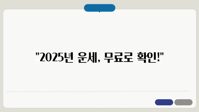 토정비결 무료 2025 바로가기
