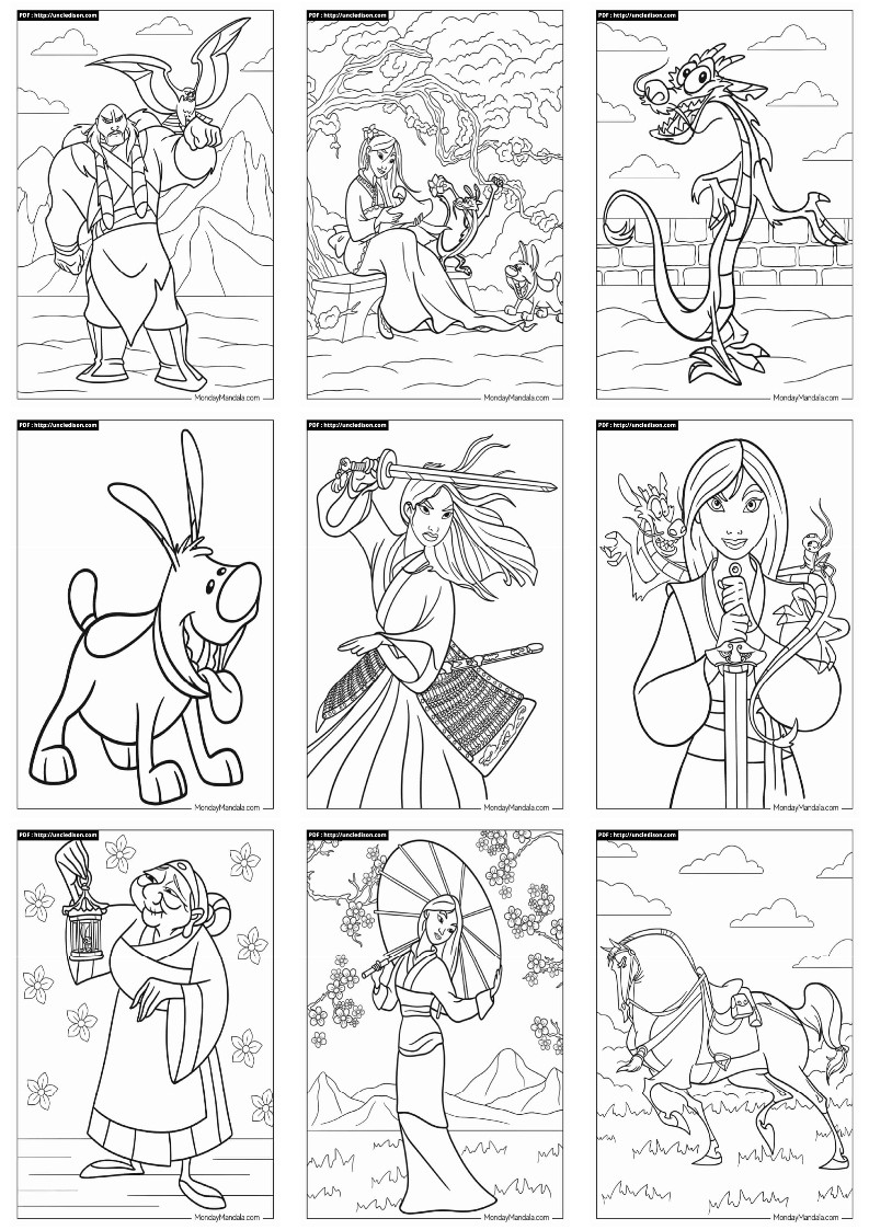 뮬란 색칠공부 디즈니 도안