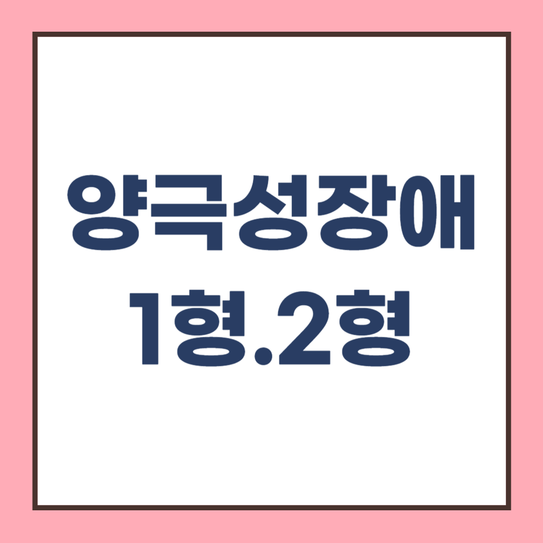 양극성장애 1형과 2형 차이와 특징 이해(조울증)