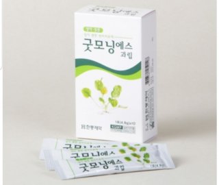 연두색의-굿모닝에스-박스와-낱개로-된-포-사진입니다.