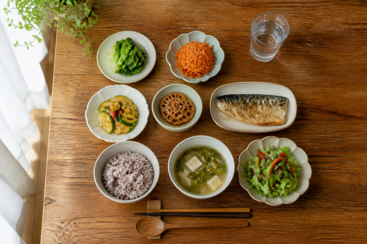 채소와 단백질을 갖춘 저녁 식사