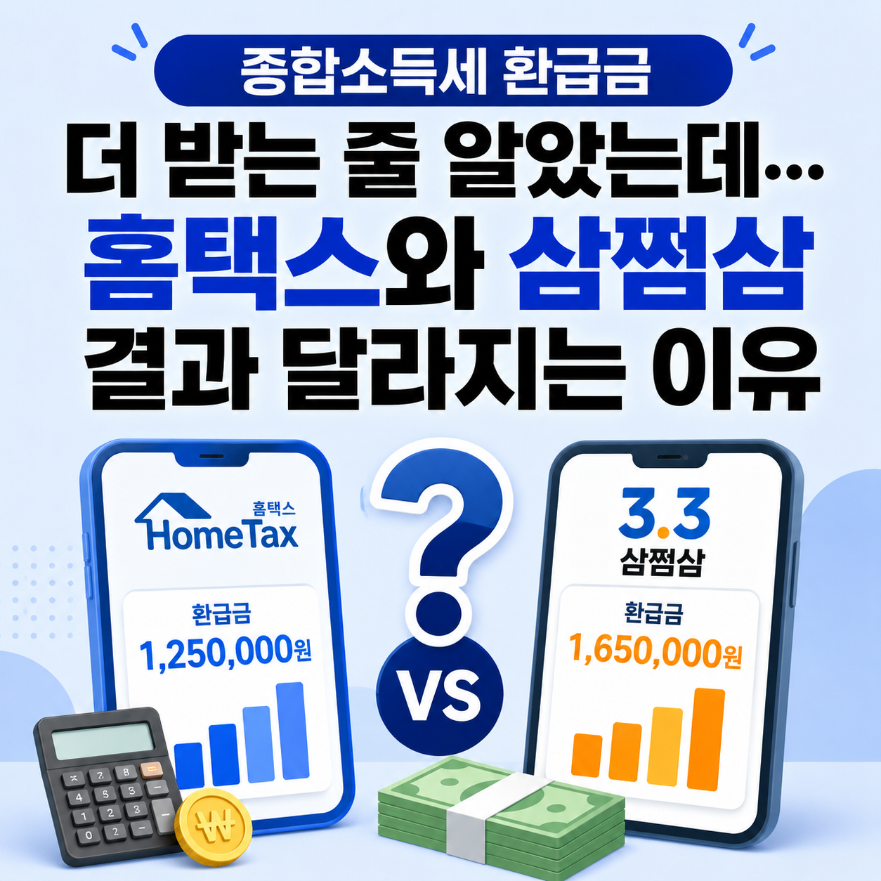 종합소득세 환급금 더 받는 줄 알았는데… 홈택스와 삼쩜삼 결과 달라지는 이유