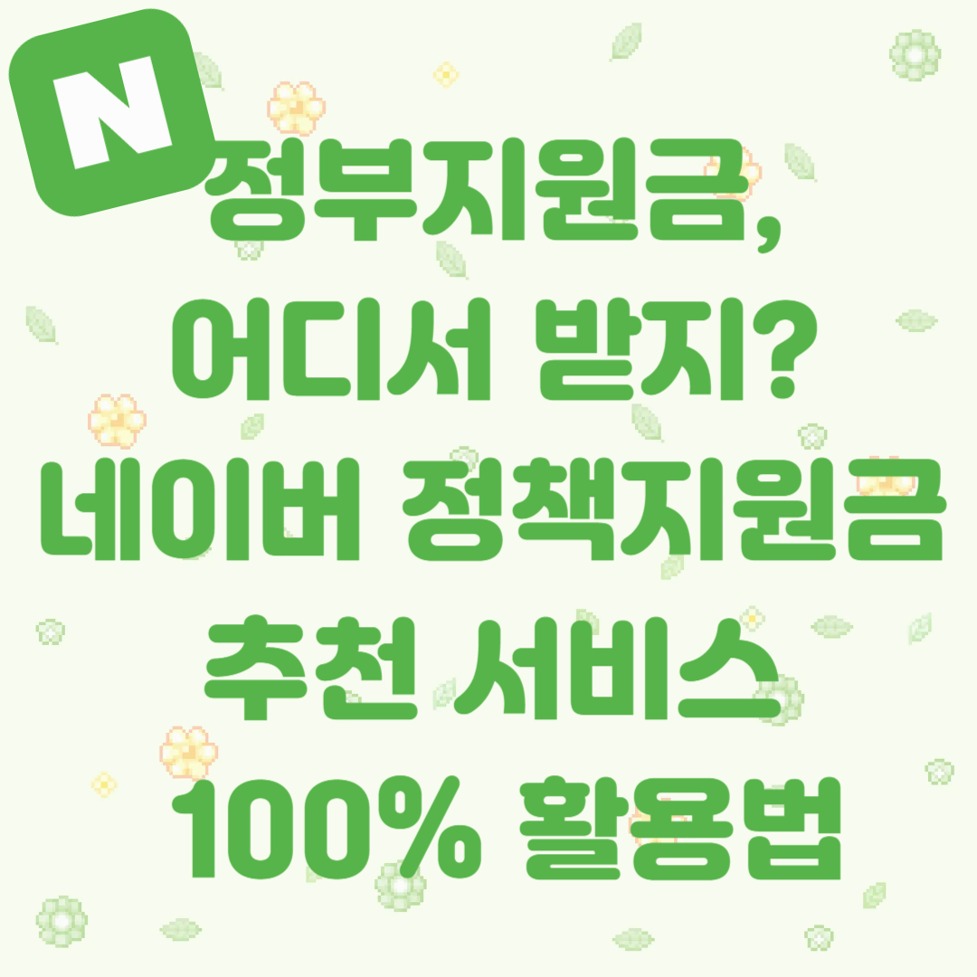 정부지원금, 어디서 받지? 네이버 정책지원금 추천 서비스 100% 활용법