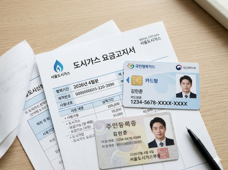 에너지 바우처 사용을 위한 카드와 고지서