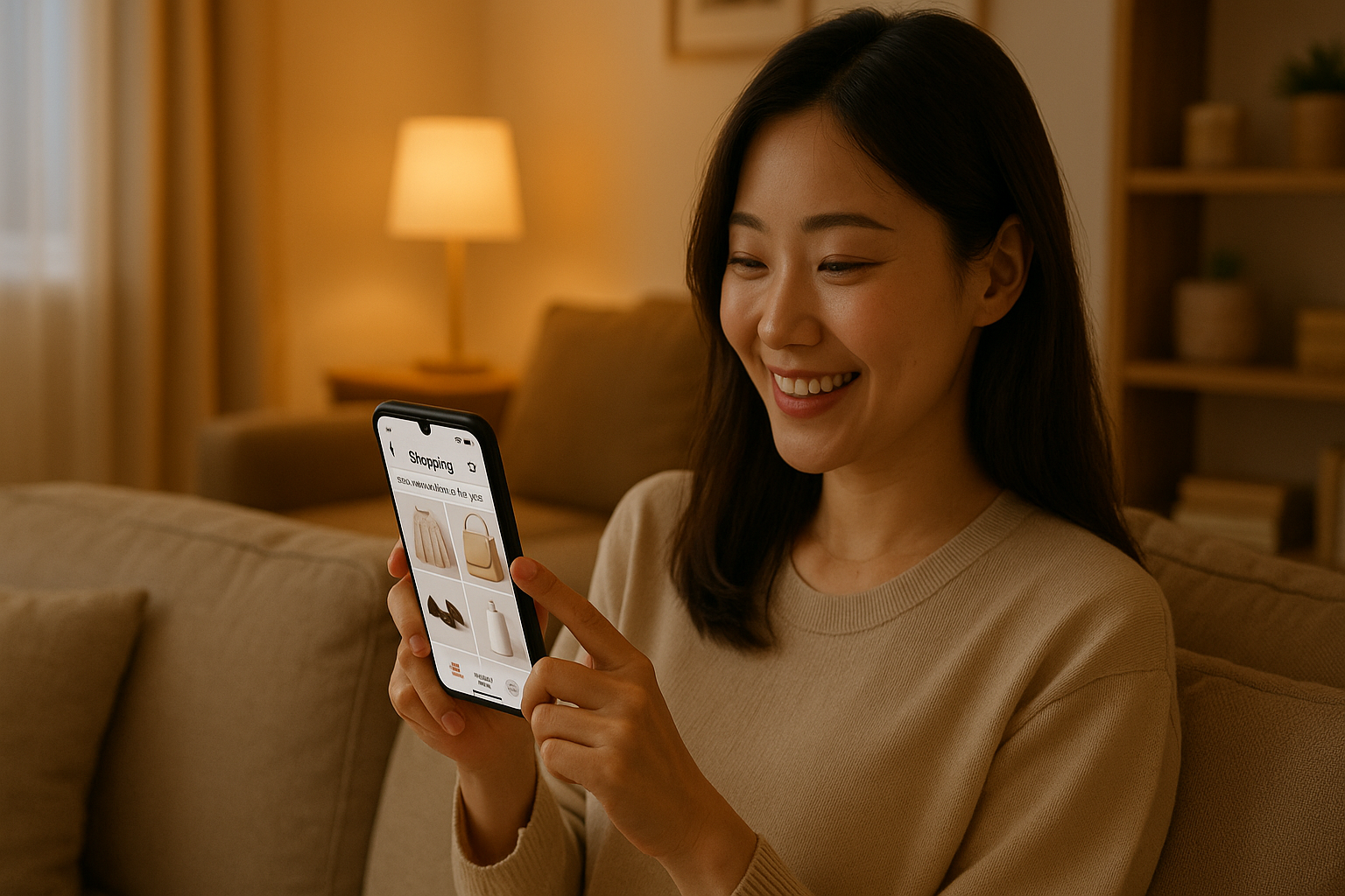 스마트폰으로 쇼핑 앱 이용