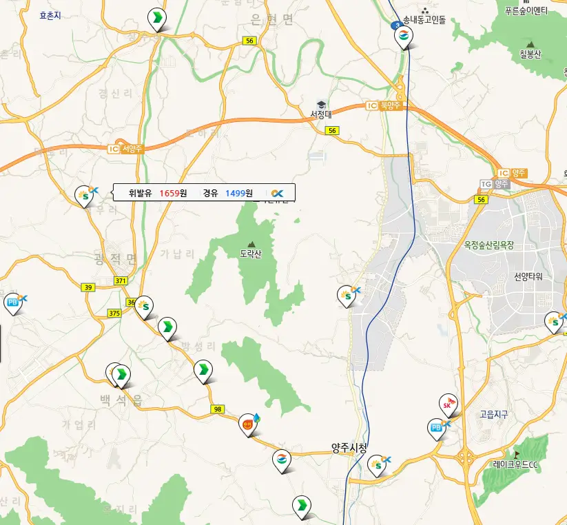 양주시 24시 주유소 위치