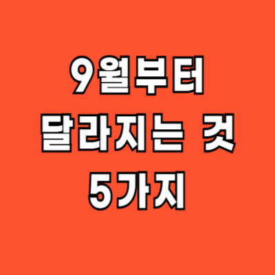 9월부터 달라지는 것