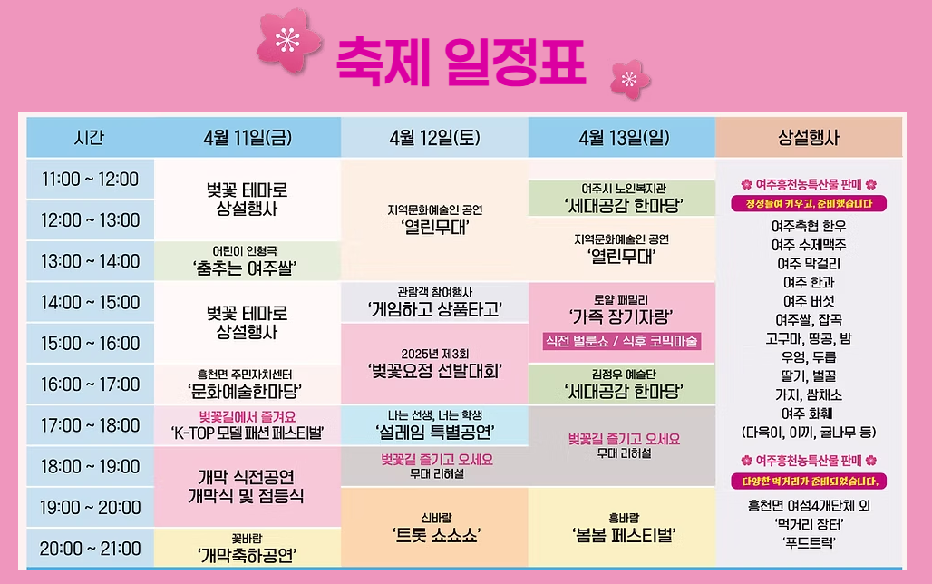 여주흥천남한강 벚꽃축제 가는방법