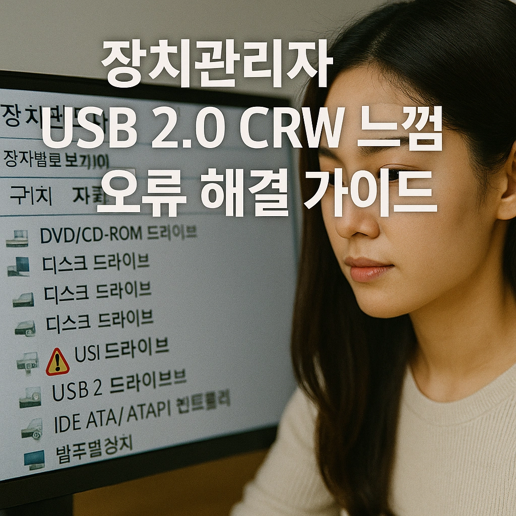 장치관리자 USB 2.0 CRW 느낌표 오류 해결 가이드