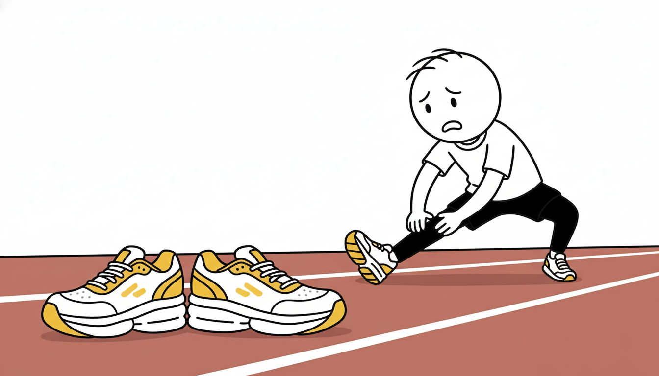 부상 방지 스트레칭과 쿠션감 있는 러닝화 착용