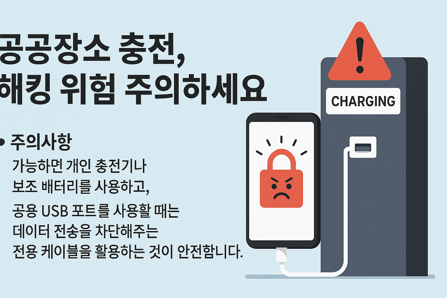 공공장소 무료 충전, 해킹 위험 조심하세요! 안전한 스마트폰 충전 방법
